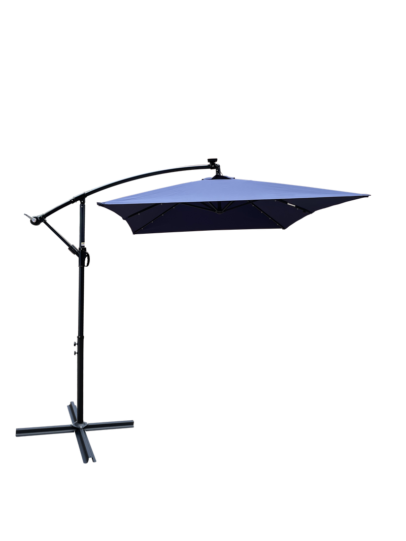 Supfirm Rectangle 2x3M Outdoor Patio Umbrella Solar Powered LED Lighted Sun Shade Market Waterproof 6 Ribs Umbrella with Crank and Cross Base for Garden Deck Backyard Pool Shade Outside Deck Swimming Pool