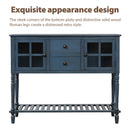 Supfirm TREXM Sideboard Console Table with Bottom Shelf, Farmhouse Wood/Glass Buffet Storage Cabinet Living Room (Antique Navy)