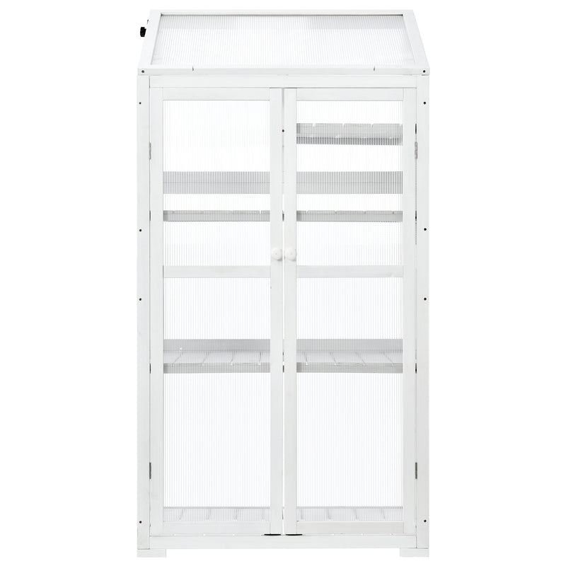 Supfirm TOPMAX 62inch Height Wood Large Greenhouse Balcony Portable Cold Frame with Wheels and Adjustable Shelves for Outdoor Indoor Use, White