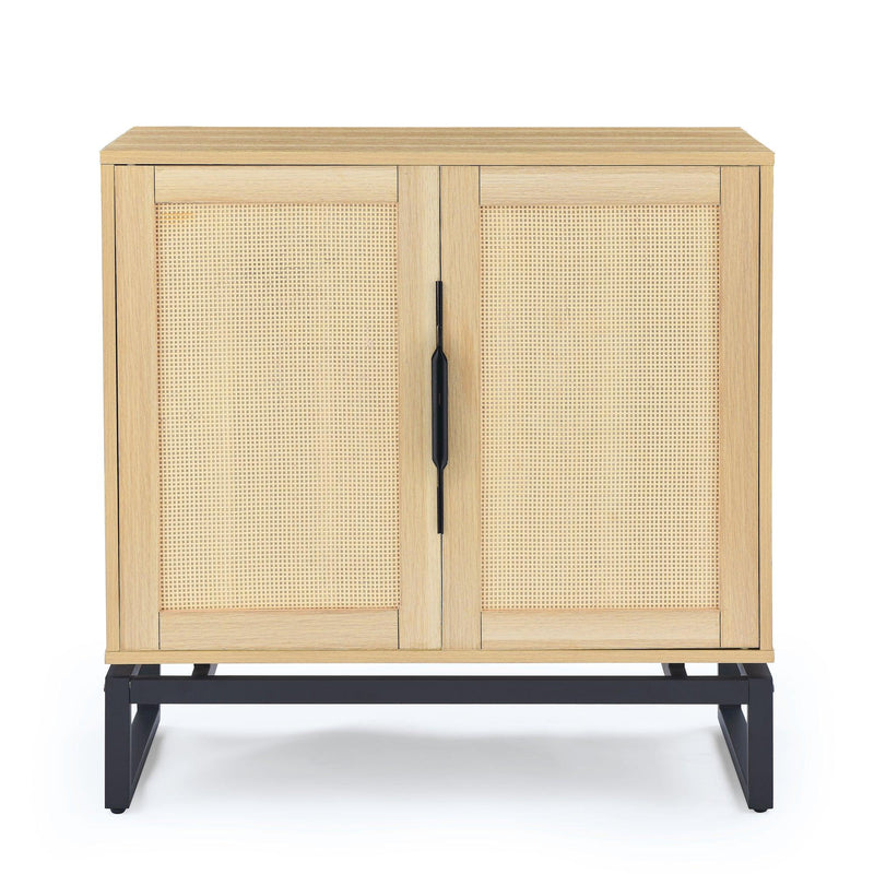Cabinet,Sideboard,Natural rattan 2 door cabinet,with 1 Adjustable Inner Shelves,rattan - Supfirm