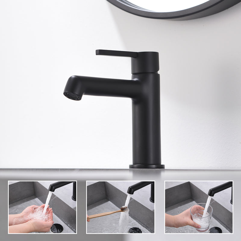 Supfirm Matte Black Bathroom Faucet for Sink 1 Hole, Black Bathroom Sink Faucet Single Handle, Modern Bathroom Basin Faucet