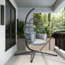 Supfirm Patio Foldable Hanging Swing Chair with Stand Gray Color