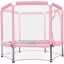 55'' Toddlers Trampoline with Safety Enclosure Net and Balls, Indoor Outdoor Mini Trampoline for Kids - Supfirm
