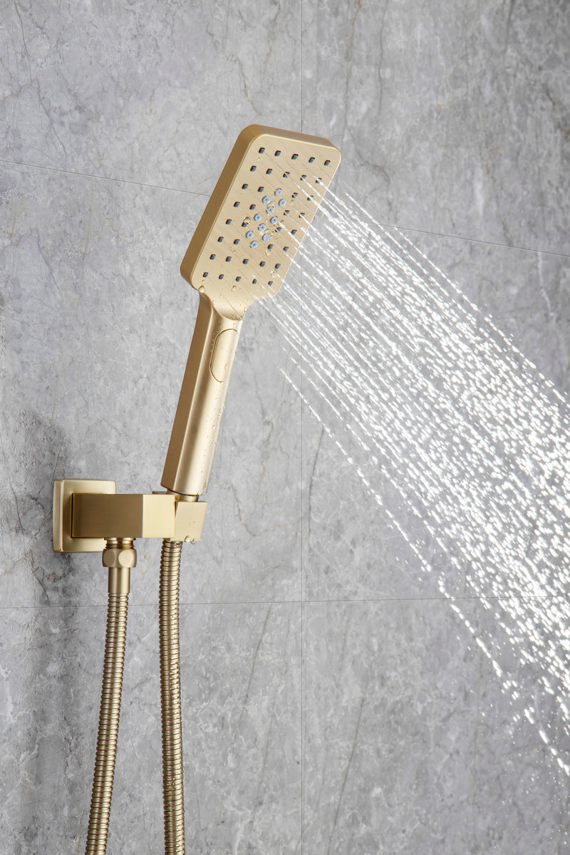 Supfirm Shower Faucet Set System Ceiling Shower Faucets Sets Complet with Rough-in Valve, 10 Inches High Pressure Rain Shower Head and Handheld