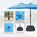 Supfirm 15x9ft Large Double-Sided Rectangular Outdoor Twin Patio Market Umbrella with light and base- blue