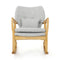 Supfirm Solid Wood Rocking Chair with Light Gray Linen Cushion
