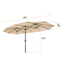 Supfirm 15x9ft Large Double-Sided Rectangular Outdoor Twin Patio Market Umbrella w/Crank-tan
