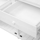 Supfirm TOPMAX 65inch Garden Potting Bench Table, Fir Wood Workstation with Storage Shelf, Drawer and Cabinet, White