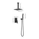 Supfirm 10 Inches Matte Black Shower Set System Bathroom Luxury Rain Mixer Shower Combo Set Ceiling Mounted Rainfall Shower Head Faucet (Contain Shower Faucet Rough-In Valve Body and Trim)