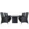 Supfirm 7 Piece Outdoor Patio Wicker Dining Set Patio With Adjustable Backrest  Black Wicker + Dark Grey Cushion