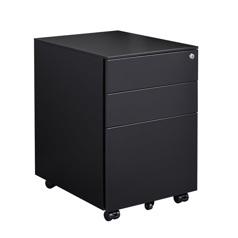 Supfirm 3 Drawer Mobile File Cabinet with Lock Steel File Cabinet for Legal/Letter/A4/F4 Size, Fully Assembled Include Wheels, Home/ Office Design