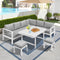 Supfirm 6-Pieces Outdoor Dining Set, White Aluminum Frame with Light Grey Cushions