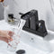Supfirm Two Handle 4 Inch Centerset Waterfall Bathroom Sink Faucet, Matte Black