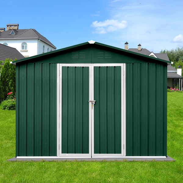 Supfirm Metal garden sheds 10ft×8ft outdoor storage sheds Green + White