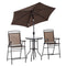 Supfirm 4 Piece Outdoor Patio Dining Furniture Set, 2 Folding Chairs, Adjustable Angle Umbrella, Wave Textured Tempered Glass Dinner Table, Brown