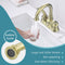 Supfirm Bathroom Faucet 2-Handle Brushed Gold with 360 Degree Rotating Spout, Crescent Moon Style 4-inch Centerset Vanity Sink with Pop-Up Drain and Supply Hoses, FR4090-BG