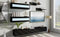 ON-TREND Wall Mount Floating TV Stand with Four Media Storage Cabinets and Two Shelves, Modern High Gloss Entertainment Center for 95+ Inch TV, 16-color RGB LED Lights for Living Room, Bedroom, Black - Supfirm