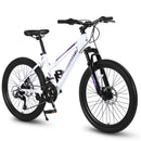 Supfirm S24103 24 inch Mountain Bike for Teenagers Girls Women,  21 Speeds with Dual Disc Brakes and 100mm Front Suspension, White/Pink