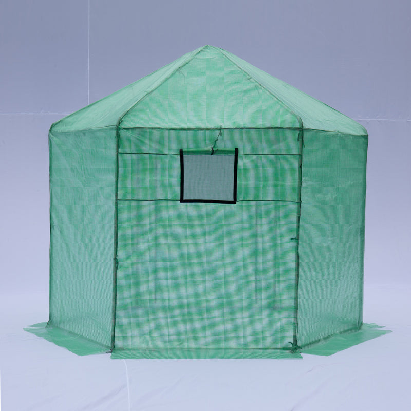 Supfirm Walk-in Greenhouse Hexagonal Upgrade Reinforced Frame Heavy Duty Plastic Greenhouse Reinforced Thickened Waterproof Insulation(9.2*8.1 ft)