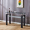 Supfirm Black MDF Console Table, Tempered Glass Top, Modern Foyer Area Table