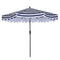Supfirm Outdoor Patio Umbrella 9-Feet Flap Market Table Umbrella 8 Sturdy Ribs with Push Button Tilt and Crank, blue/white with Flap[Umbrella Base is not Included]