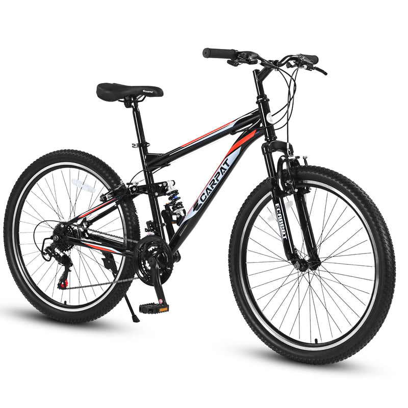 Supfirm S26206 26" 21-Speed Bicycle for Adult, Front and rear shock absorption, Camping Bicycle, Height Adjustable ,Mountain Bicycle for Roadways, Mountains bike