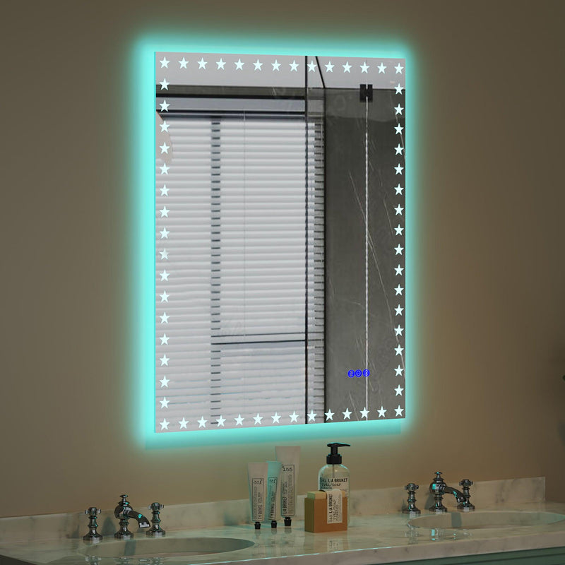 Supfirm 40×32 inch LED Bathroom Mirror with Lights Backlit RGB Color Changing Lighted Mirror for Bathroom Wall Dimmable Anti-Fog Memory Rectangular Vanity Mirror (RGB Multicolor Backlit + Front-Lighted ) - Supfirm