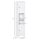 Supfirm Tall Bathroom Storage Cabinet, Freestanding Linen Tower with 2-Tier Shelf and 2 Cabinets, Narrow Side Floor Organizer, White