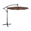 Supfirm 10 ft Outdoor Patio Umbrella Solar Powered LED Lighted Sun Shade Market Waterproof 8 Ribs Umbrella with Crank and Cross Base for Garden Deck Backyard Pool Shade Outside Deck Swimming Pool