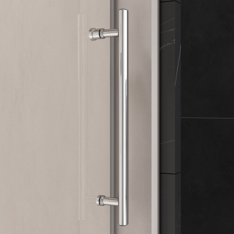 Supfirm 50'' - 54'' W x 76'' H Single Sliding Frameless Shower Door With 3/8 Inch (10mm) Clear Glass in Chrome