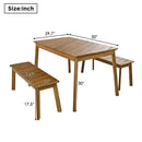 Supfirm GO 3 Pieces Acacia Wood Table Bench Dining Set For Outdoor & Indoor Furniture With 2 Benches, Picnic Beer Table for Patio, Porch, Garden, Poolside, Natural