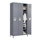 Supfirm 3 Door 72"H Metal Lockers With Lock for Employees,Storage Locker Cabinet  for Home Gym Office School Garage,Gray