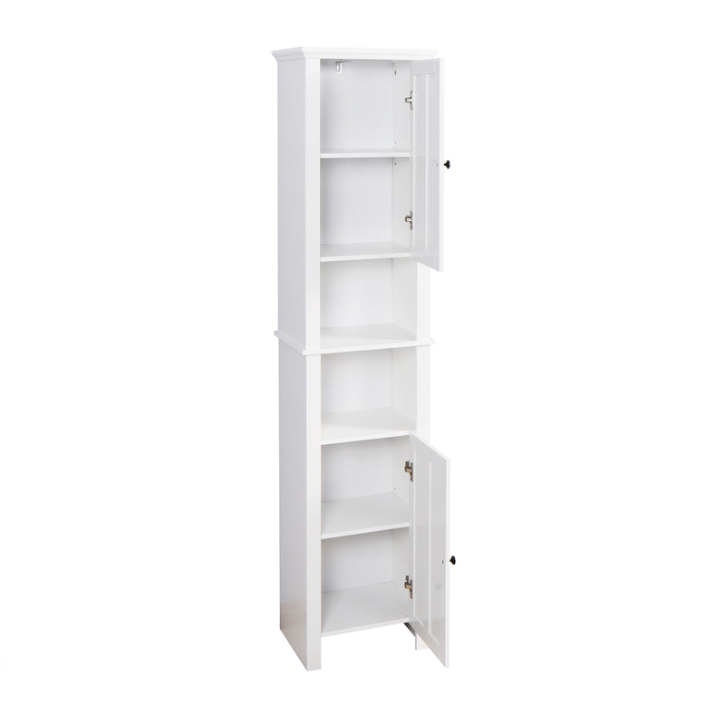 Supfirm Bathroom Floor Storage Cabinet with 2 Doors Living Room Wooden Cabinet with 6 Shelves 15.75 x 11.81 x 66.93 inch