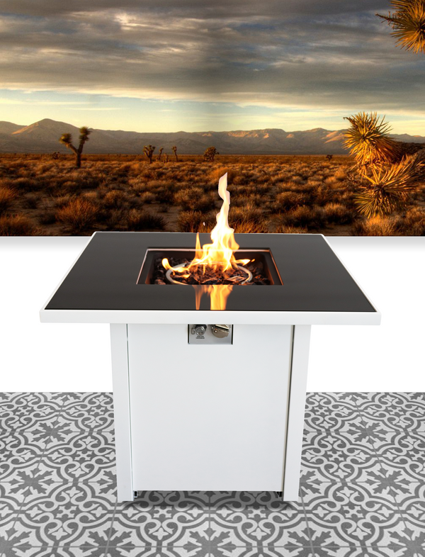 Supfirm Living Source International 30 Inch White Steel Propane/natural Gas Firepit Table