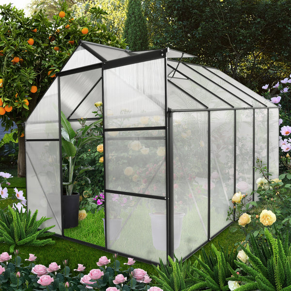 Supfirm 6x10 FT Polycarbonate Greenhouse Raised Base and Anchor Aluminum Heavy Duty Walk-in Greenhouses for Outdoor Backyard in All Season