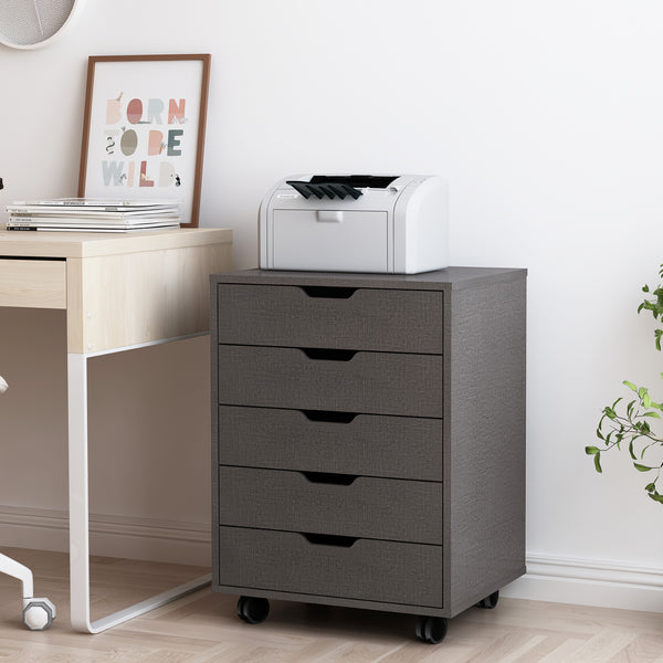 Supfirm The filing cabinet has five drawers, a small rolling filing cabinet, a printer rack, an office locker, and an office pulley movable filing cabinet  dark  Gray