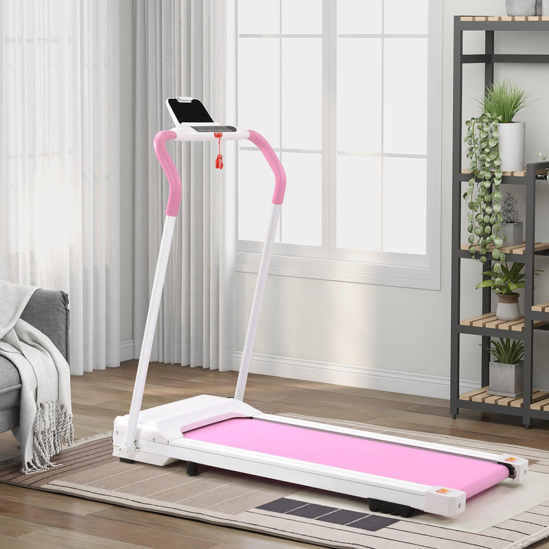 FYC Treadmill Folding Treadmill for Home Portable Electric Motorized Treadmill Running Exercise Machine Compact Treadmill for Home Gym Fitness Workout Walking, No Installation Required, White&Pink - Supfirm