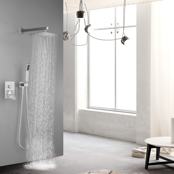 Supfirm 10 inch Shower Head Bathroom Luxury Rain Mixer Shower Complete Combo Set Wall Mounted