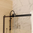 Supfirm 60 in. W x 74 in. H  Shower Door in Matte Black with 5/16 in. (8 mm) Clear Glass