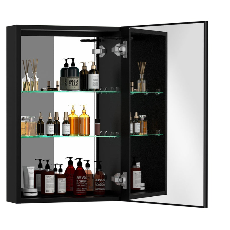 Supfirm Glass Display Cabinet with 5 Shelves Double Door, Curio Cabinets for Living Room, Bedroom, Office, White Floor Standing Glass Bookshelf, Quick Installation30x20 inch LED Bathroom Medicine Cabinets Surface Mounted - Supfirm