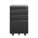 Supfirm 3 Drawer Mobile File Cabinet with Lock,Metal Filing Cabinets for Home Office Organizer Letters/Legal/A4,Fully Assembled,Blak