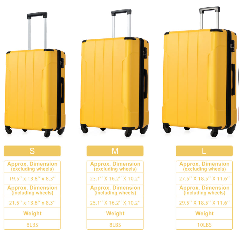 Supfirm Suitcase Set 3 Piece Luggage Set Carry On Hardside Luggage with TSA Lock Lightweight 20''24''28''