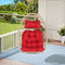 Supfirm Outdoor Garden Rattan Egg Swing Chair Hanging Chair Wood+Red cushion