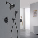 Supfirm Round Shower System Wall Mounted Shower Faucet Rain Mixer Combo Set, Rain Shower Head Shower Set for Bathroom in Matte Black