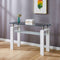 Supfirm White MDF Console Table, Tempered Glass Top, Modern Foyer Area Table