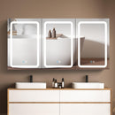 Supfirm 60x30 Inch LED Bathroom Medicine Cabinet Surface Mount Double Door Lighted Medicine Cabinet, Medicine Cabinets for Bathroom with Mirror Defogging, Dimmer Black - Supfirm