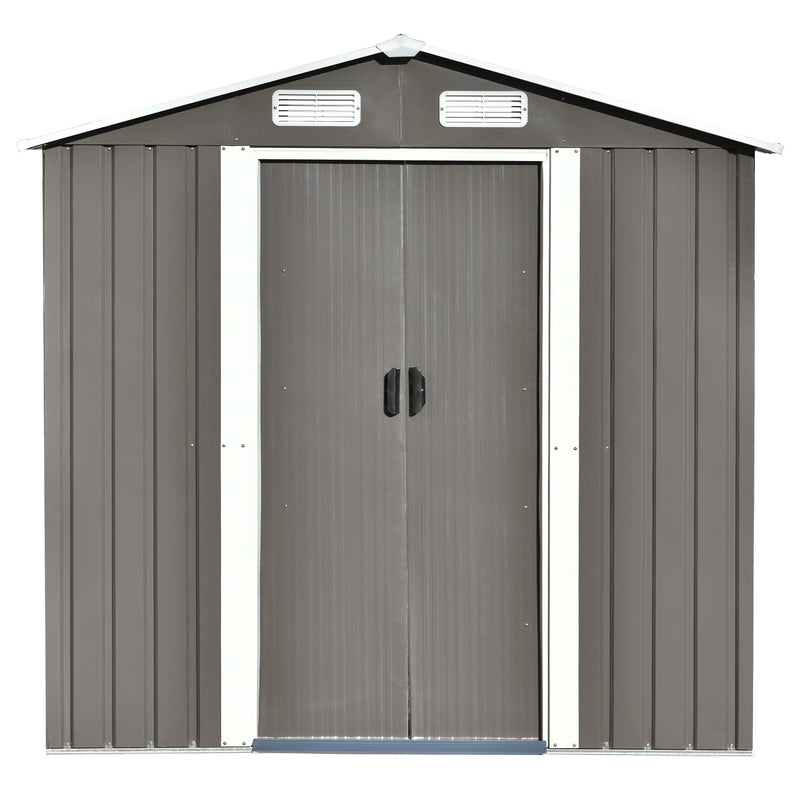Supfirm TOPMAX Patio 6ft x4ft Bike Shed Garden Shed, Metal Storage Shed with Adjustable Shelf and Lockable Door, Tool Cabinet with Vents and Foundation for Backyard, Lawn, Garden, Gray