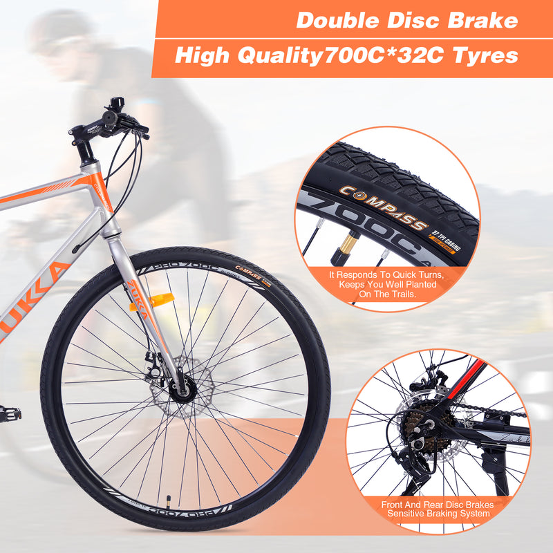 Supfirm 21 Speed Hybrid bike Disc Brake 700 C  Road Bike For men women's City Bicycle