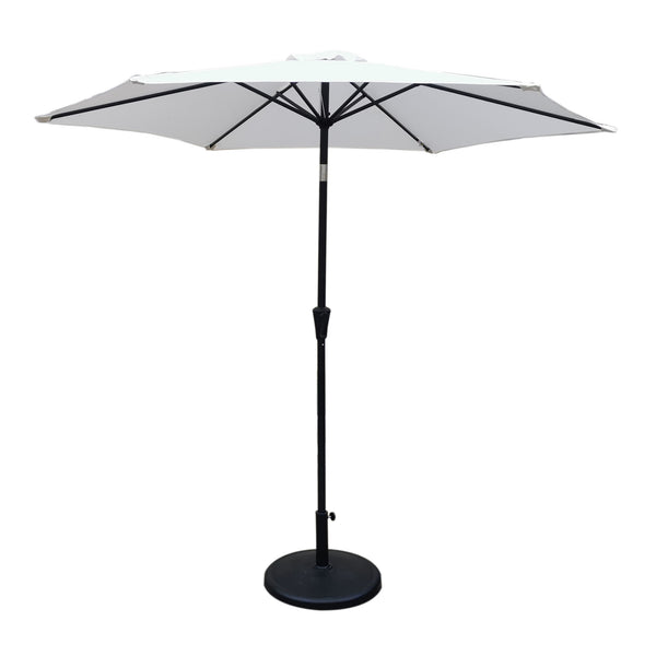 Supfirm 8.8 feet Outdoor Aluminum Patio Umbrella, Patio Umbrella, Market Umbrella with 42 pounds Round Resin Umbrella Base, Push Button Tilt and Crank lift, Creme