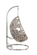 Supfirm ACME Sigar Patio Hanging Chair with Stand, Light Gray Fabric & Wicker 45107